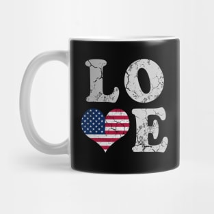 Love America USA  American Flag Heart Patriotic Mug